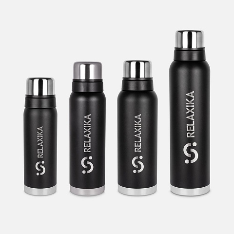 Термос Relaxika 1200 со стикерпаком, черный - рис 11.