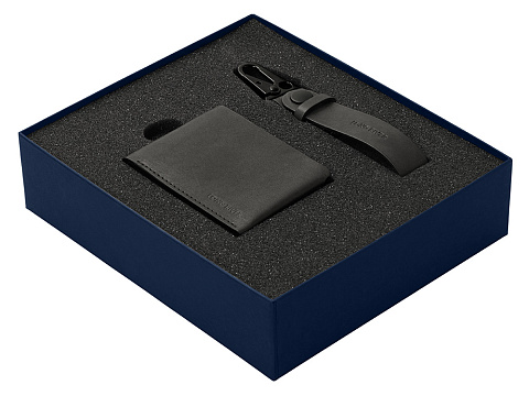 Подарочный набор Long River: кошелек, ремешок для ключей, синяя коробка - рис 2.