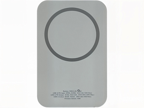 Магнитный беспроводной внешний аккумулятор MagnetIQ, 5000 mah, 10 W, серый Cool gray 7C - рис 3.