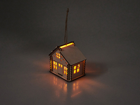 Подвеска с подсветкой домик (с мерцающей свечкой) - рис 2.