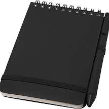 Блокнот Thalaasa формата А6 в твердой обложке из океанического пластика с шариковой ручкой - сплошной черный