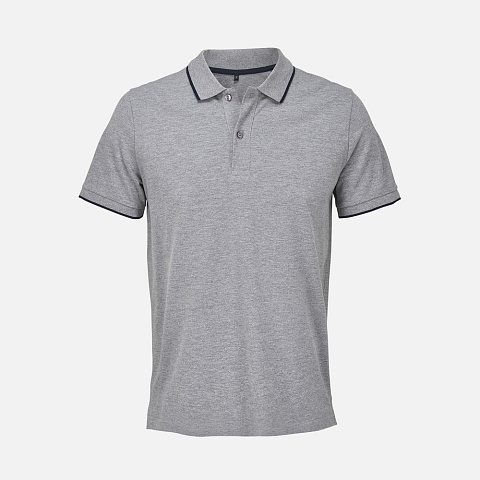 Рубашка поло унисекс Palermo, серый меланж с темно-синим