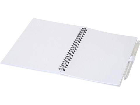 Набор Niove из блокнота из переработанного пластика в мягкой обложке и шариковой ручки (синие чернила) - Белый - рис 4.