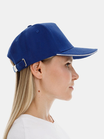 Бейсболка Classic 2.0, ярко-синяя с белым кантом - рис 9.