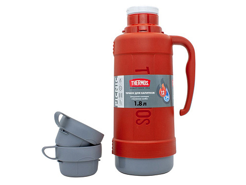 Термос со стеклянной колбой тм THERMOS PICNIC 40 Series Red 1,8L - рис 4.