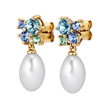 Серьги PETUN SG AQUA / WHITE PEARL