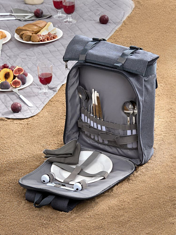 Набор для пикника Picnivo на 4 персоны, темно-серый меланж - рис 8.