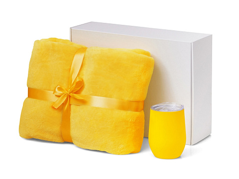 Подарочный набор Dreamy hygge 2.0 с пледом и термокружкой, желтый - рис 2.