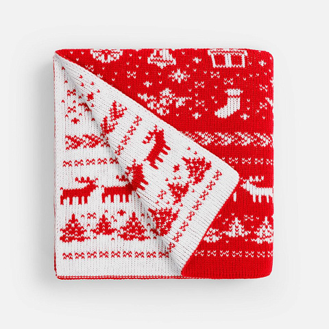 Плед Holidale, красный с молочным - рис 3.