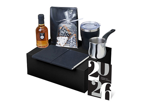 Подарочный набор с туркой, кофе и термокружкой, черный - рис 2.