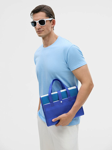 Складной коврик для пляжа и пикника Coastella, синий с белым - рис 11.