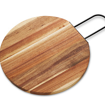 Деревянная круглая доска из акации с металлической ручкой Кира