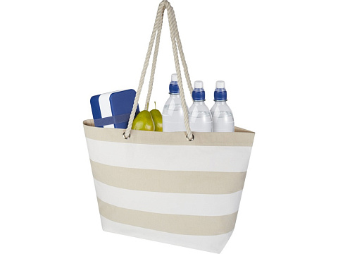 Florida пляжная эко-сумка из переработанного материала, сертифицированного по стандарту GRS, плотностью 270 г/м² 18L - Натуральный / Белый - рис 5.