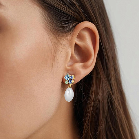 Серьги PETUN SG AQUA / WHITE PEARL - рис 3.