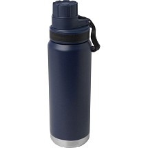 Бутылка для воды с вакуумной изоляцией Fortis/Фортис объемом 700 мл из меди и переработанной нержавеющей стали, сертифицированной по стандарту RCS, темно-синий