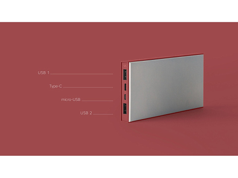 Внешний аккумулятор Rombica NEO ARIA Claret, 10000 мАч, Soft-touch, PD, QCharge, Type-C, бордовый (Р) - рис 6.
