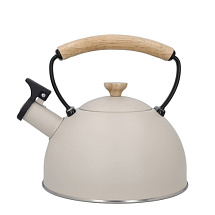 Чайник со свистком бежевый La Cafetière Latte с деревянной ручкой, 1,6 л