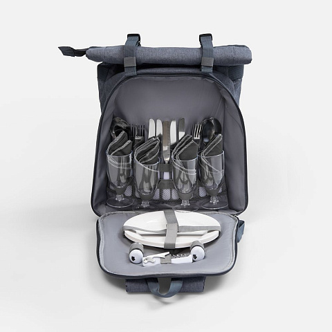 Набор для пикника Picnivo на 4 персоны, темно-серый меланж