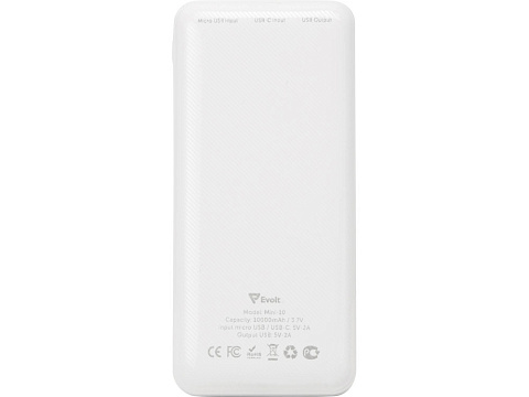Внешний аккумулятор Evolt Mini-10, 10000 mAh, белый (P) - рис 5.