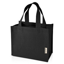 Мини эко-сумка Odessa с клинчиком, изготовленная из переработанного хлопка, сертифицированного согласно GRS, плотностью 220 г/м², объемом 9 л - сплошной черный