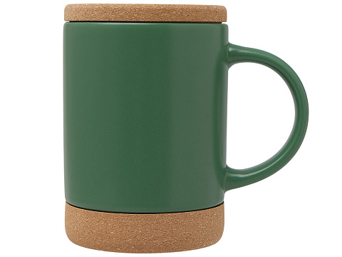 Кружка 450 мл с пробковым дном с крышкой Корк & Бон, глубокий зеленый - рис 3.