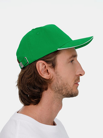 Бейсболка Classic 2.0, ярко-зеленая с белым кантом - рис 10.