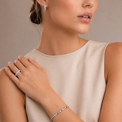 Серьги Hoop 20мм Crystal-Silver - рис 3.