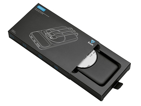 Магнитный беспроводной внешний аккумулятор со встроенными кабелями Мэни,быстаря зарядка, 10000 мАч, черный - рис 7.