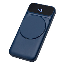 Магнитный беспроводной внешний аккумулятор со встроенными кабелями Мэни,быстаря зарядка, 10000 мАч, тёмно-синий