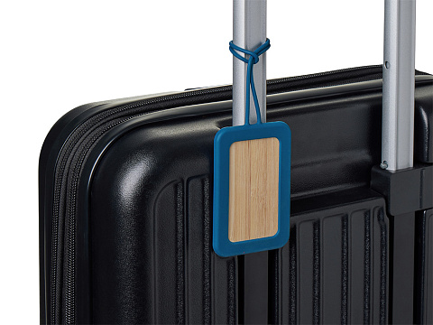 Бамбуковая багажная бирка с силиконовым чехлом Тагу, темно-синий - рис 5.