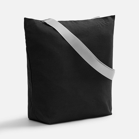 Шопер B5, черный с широкими серыми ручками - рис 2.