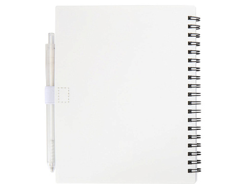 Набор Niove из блокнота из переработанного пластика в мягкой обложке и шариковой ручки (синие чернила) - Белый - рис 3.