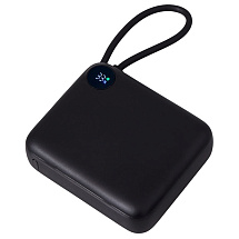 Внешний аккумулятор со встроенным кабелем Liri, QC/PD, 10000 мАч, черный