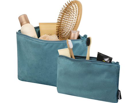 Swift набор косметичек из переработанного бархата GRS, морская волна - рис 3.