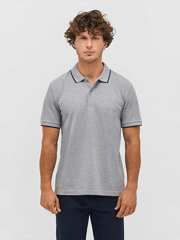 Рубашка поло унисекс Palermo, белая с темно-синим - рис 5.