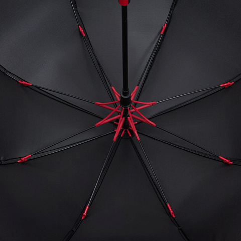 Зонт-трость Hidecolor с цветными спицами, черный с красным - рис 4.