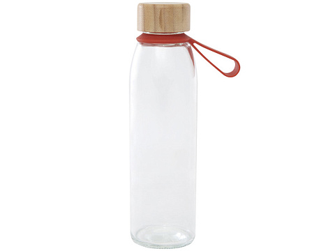 Стеклянная бутылка для воды Porto объемом 500 мл с силиконовой ручкой и бамбуковой крышкой - Brick - рис 2.