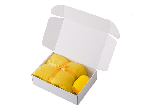 Подарочный набор Dreamy hygge 2.0 с пледом и термокружкой, желтый - рис 3.