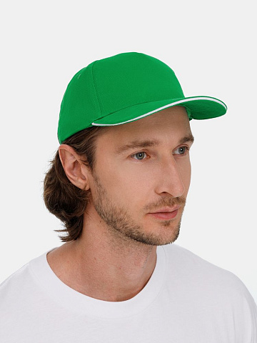 Бейсболка Classic 2.0, ярко-зеленая с белым кантом - рис 9.