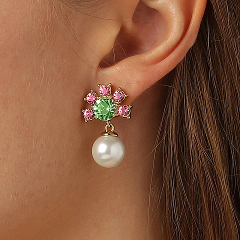 Серьги VERONICA SG ROSE/GREEN Dyrberg Kern 420026 - рис 2.