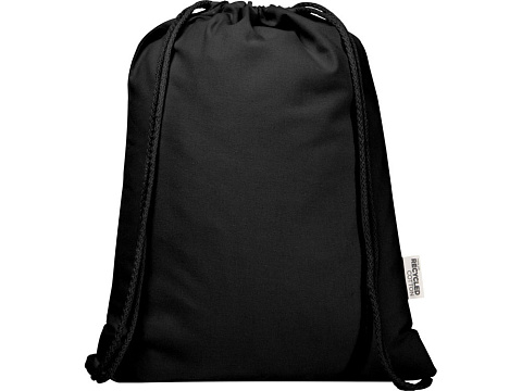 Oregon Blend сумка на шнурке из переработанного материала сертифицированного согласно GRS, плотностью 140 г/м², объемом 5 л - Черный - рис 2.