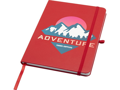 Teak блокнот А5 из переработан. материала в твердой обложке с линован. страницами - Красный - рис 6.