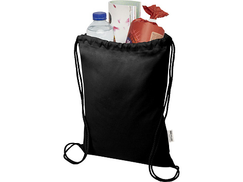 Oregon Blend сумка на шнурке из переработанного материала сертифицированного согласно GRS, плотностью 140 г/м², объемом 5 л - Черный - рис 3.