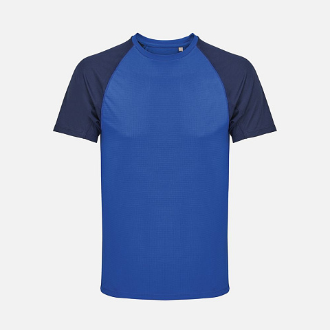 Футболка спортивная унисекс Vortex, темно-синяя с ярко-синим - рис 2.