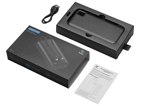 Внешний аккумулятор со встроенными кабелями Фрэйм Про, быстрая зарядка, 20000мач, черный - рис 7.