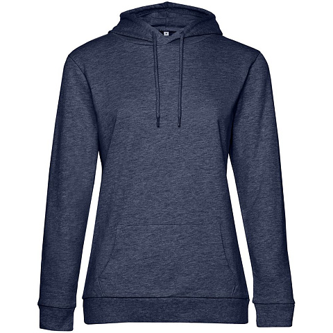 Толстовка с капюшоном женская Hoodie, синий меланж - рис 2.