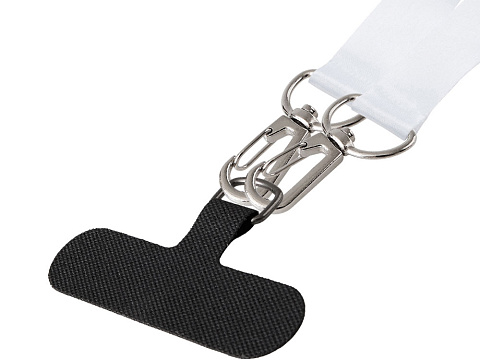 Ланъярд 2 см под сублимацию с 2-мя трендовыми карабинами и узким держателем для телефона из ПЭ, серебристый - рис 4.