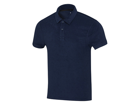 Рубашка поло унисекс Akoya из переработанного махрового материала - Темно - синий - рис 5.