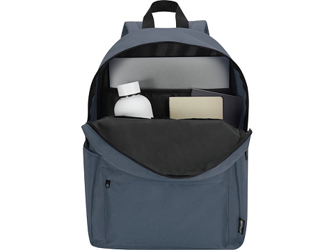 Байрон рюкзак для 14-дюймового ноутбука объемом 16 л, изготовленный из переработанных материалов по стандарту GRS, серо-синий - рис 4.