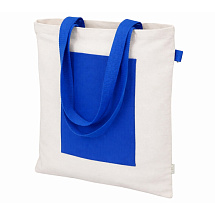 Сумка для покупок Тема из переработанных материалов с наружным цветным карманом, синий